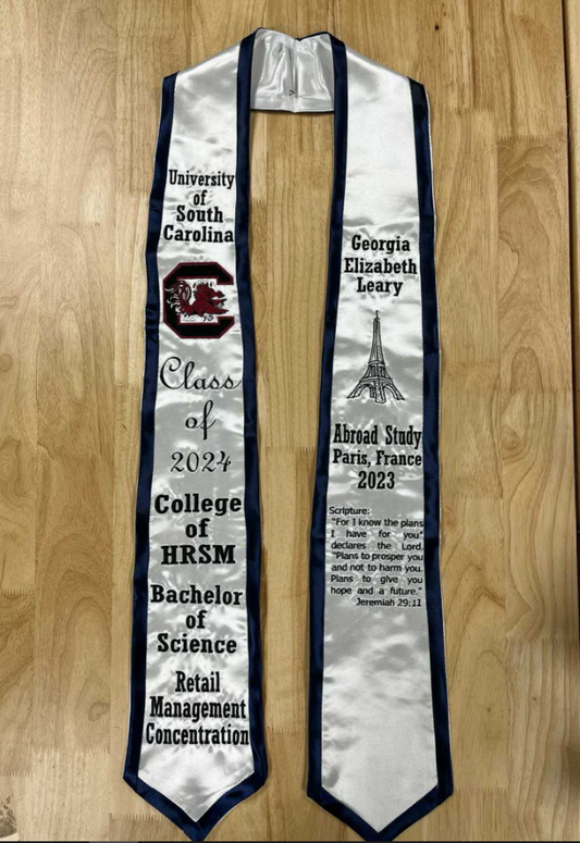 Satin Graduation Stole - Fully Customizable